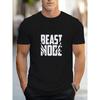 Pánské ležérní tričko s grafikou "Beast Mode" - Černé, Kulatý výstřih, Krátký rukáv, Běžný střih, Ležérní oblečení|Výrazná grafika|Pružná tkanina