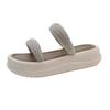 New rhinestone feeling wind 2025 shit muffin fairy sandals slippers female summer wear double belt stepping on thick bottom one-word drag