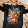 Vintage Bubble Eye Goldfish Moon Shirt Retro Goldfish Graphic Tee Celestial Animal Tshirt Boho Aesthetic Goldfish Lover Gift Cottagecore Top
