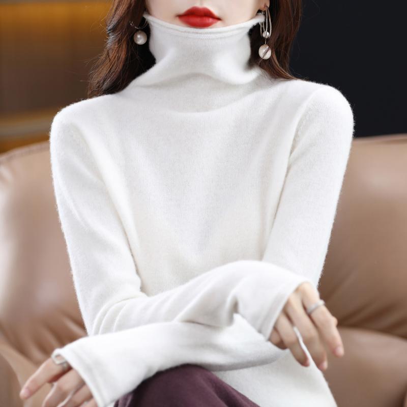 Wollrollkragenpullover Neu Einfarbig High-End Locker Joker Strickpullover Frau