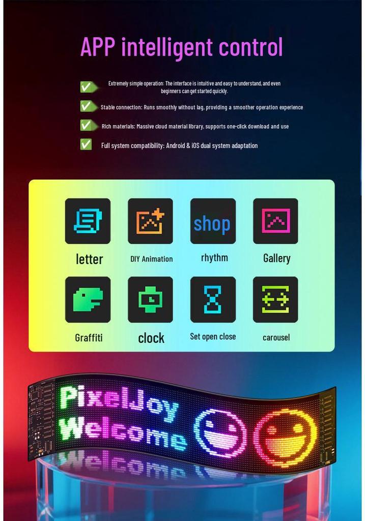 Smart LED Car Sticker: Full Color Flexible Display with Bluetooth Scrolling Subtitles for In-Car Advertising.