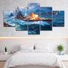 Prints HD Sea View Pictures Modular 5 Pcs World of Warships Poster Canvas Painting Living Room Home Decoration No Frame Wall Art