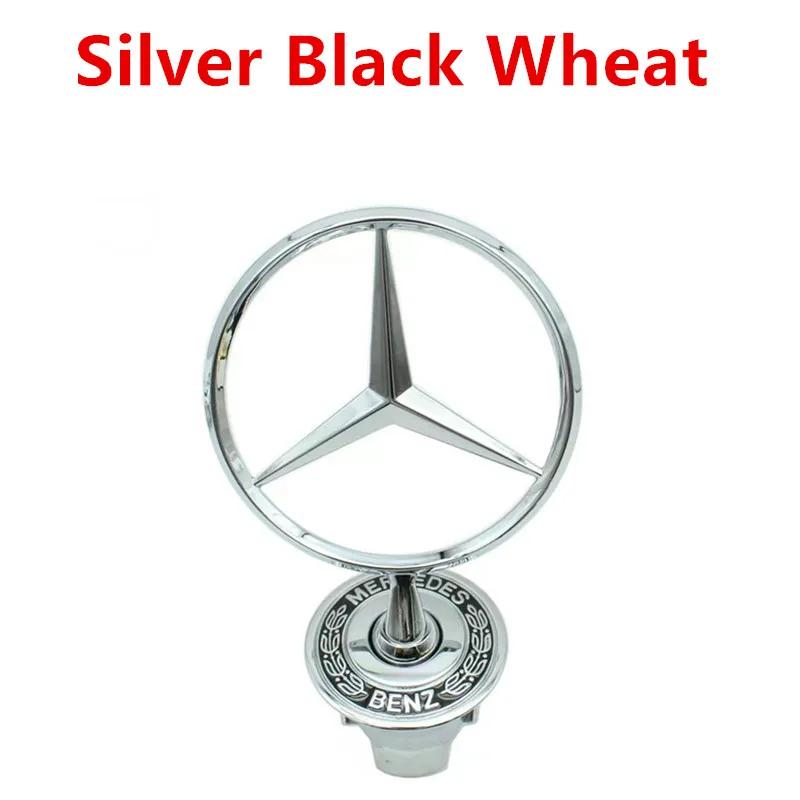 Bilklistermärke Stjärna Motorhuv Krommärke 44 mm Bil Främre Motorhuv Emblem Logotyp För Mercedes Benz C E S-klass W204 W205 W211 W212 W213 W220