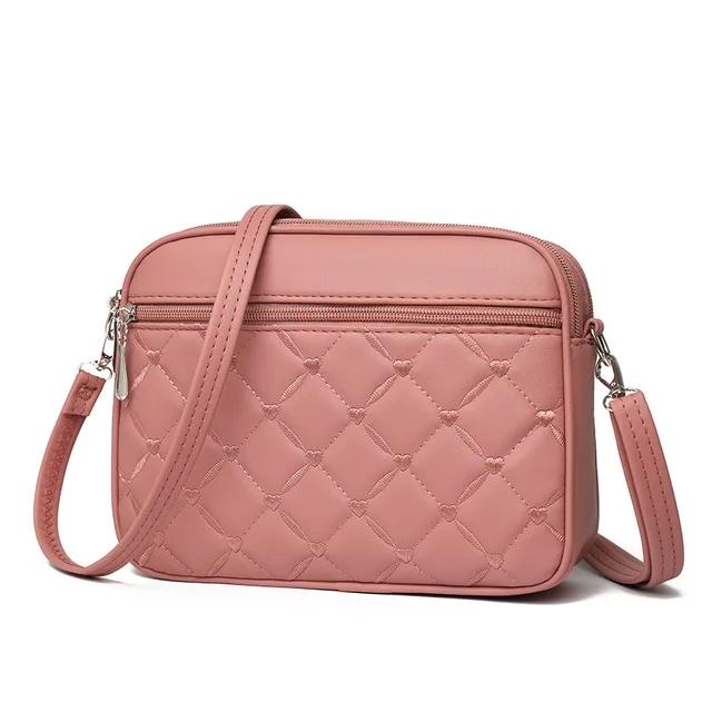 Yogodlns Dameslynge skulder liten firkantet veske Ny vattert design PU-skinn Crossbody-veske Allsidig messenger-veske