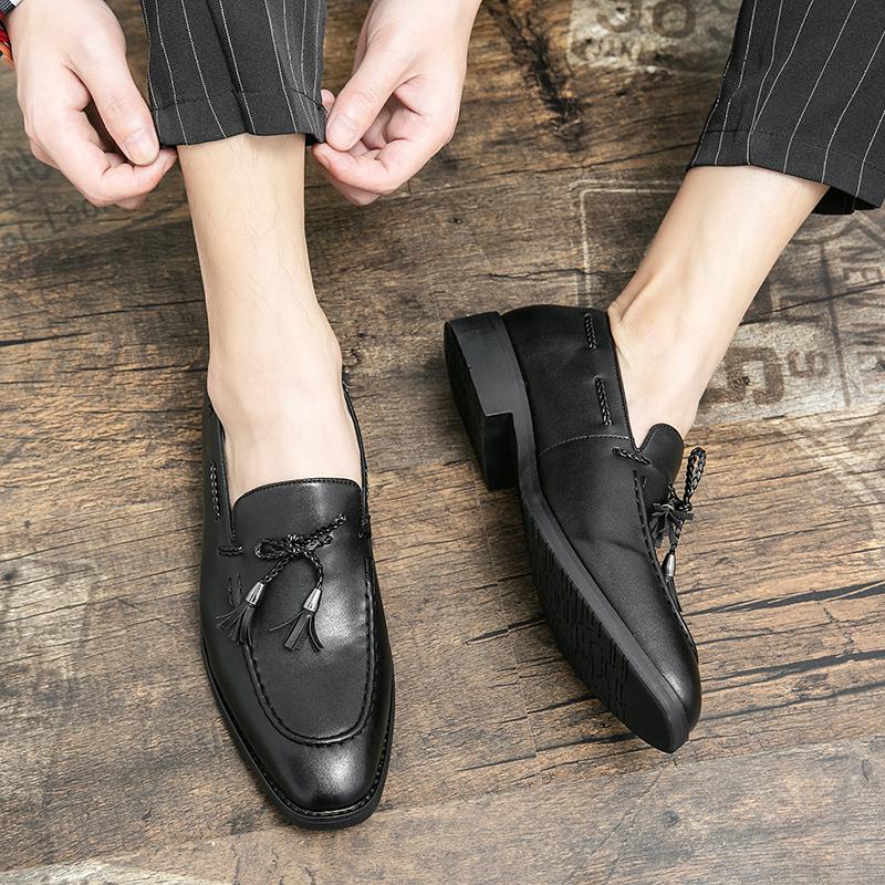 Fashion Fashion Brand Men's Leather Casual Shoes Massage Soles Commuting Non Slip Driving Shoes Office Versatile Men's Business Writing