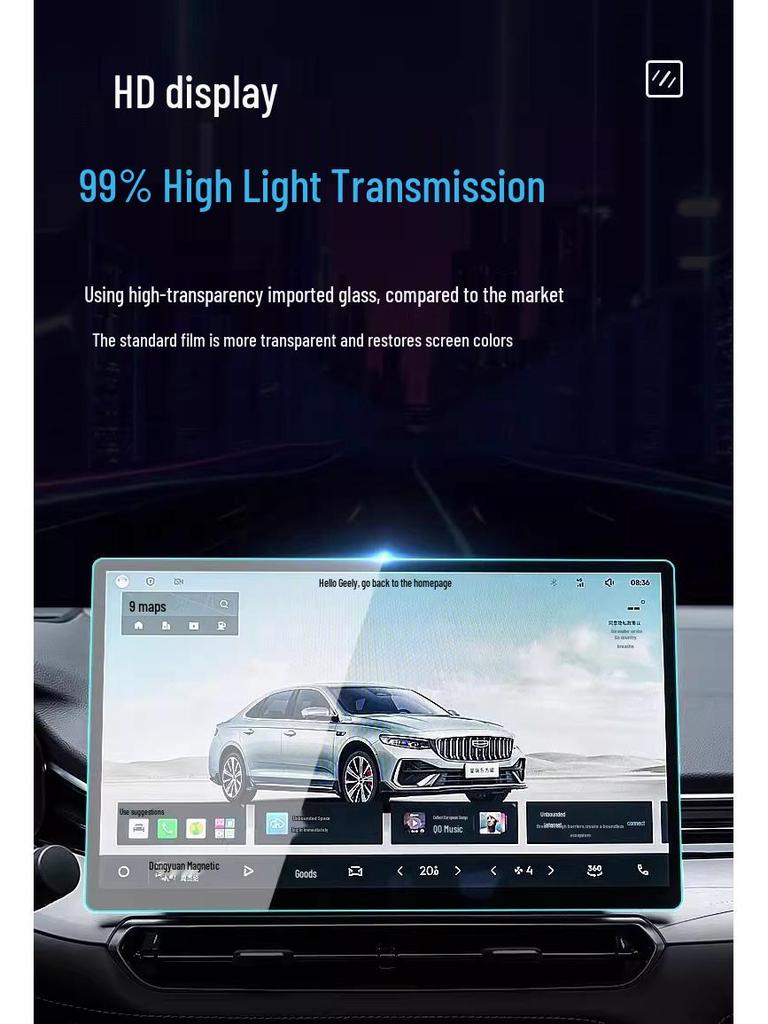 Tempered Film Screen Protector for 26 Geely Xingrui Models: Central Control, Navigation, and Display Screen