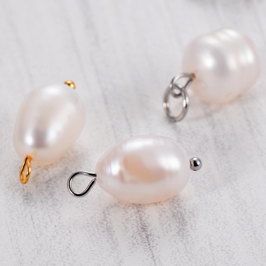 10Pcs/Lot Wholesale Natural Pearl Charm Stainless Steel Jewelry Making Bracelet Necklace DIY Bead Findings