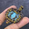 Republic Larimar Handmade Copper Wire Wrap Tree Of Life Gift Pendant 2.28" e0o63