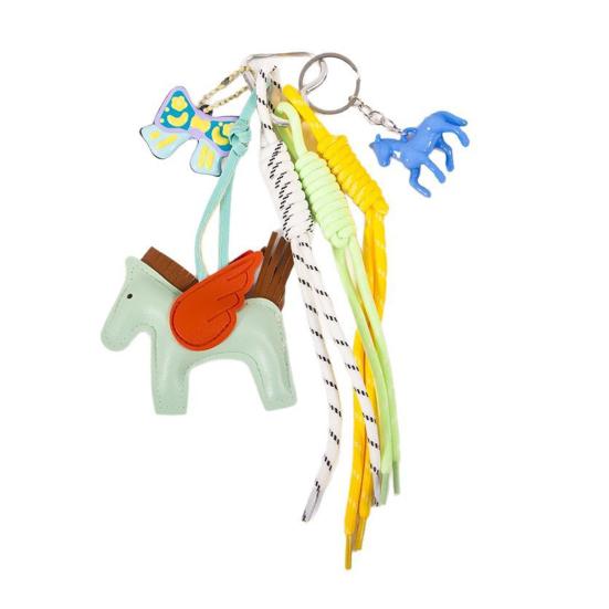 Keychain Pendant Faux Leather Horse Charm Key Chain with Woven Rope Keys Handbags Wallets Accessories