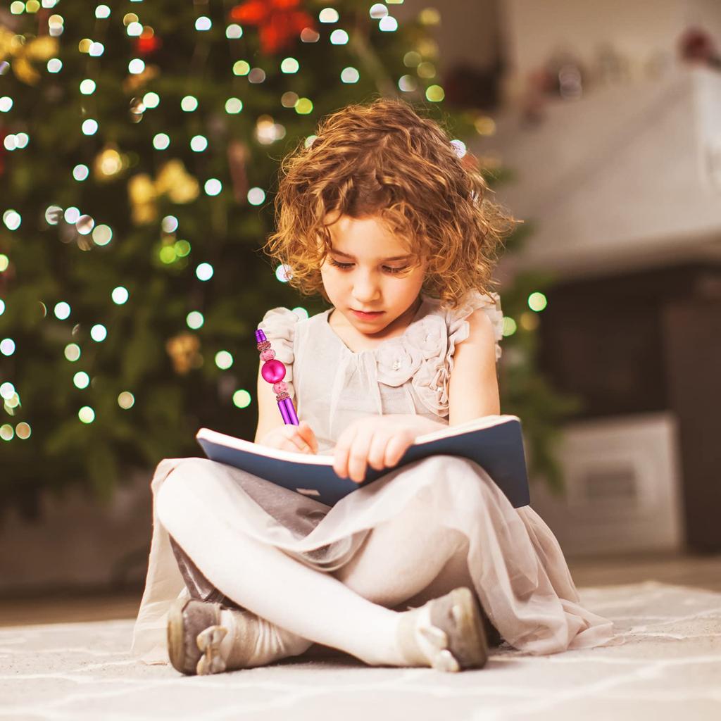 10 Stück Farbverlaufsperlen Gelstift Kunststoff Kugelschreiber DIY Perlenkugelschreiber