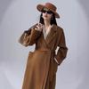 Petite Women's Mid-Length Camel Wool Coat - Loose Double-Faced Cashmere with Tie-Waist for Autumn and Winter.