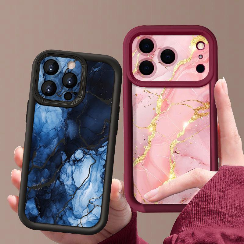 Colorful Marble Case For iPhone 17 Pro Max Case iPhone 16 15 14 13 Pro Max 11 17e 16e Shockproof Bumper Soft Silicone Phone Cover Cases