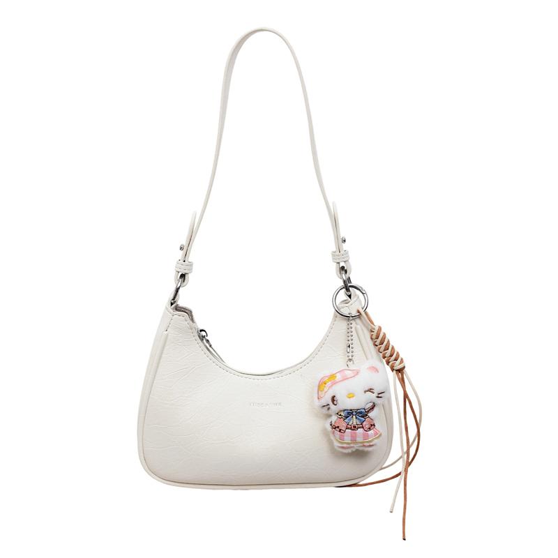 

Fashion Cute Cartoon Pendant Hobo Bags for Women Trendy Underarm Sweet Crossbody Purse Hot Sale Y2K Style Mini Shoulder Bags бежевый