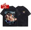Summer 2025 Short Sleeve Tee Anime One Piece Luffy Nami Graphic T Shirt Man  Clothes Vintage Washed Women Oversized Gym Tops