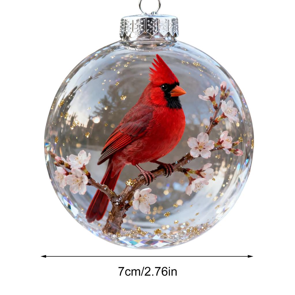 Christmas Nature's Birds Crystal Glass Ornament PVC Bird Glass Tree Clear Ornaments Xmas Tree Hanging Pendant for Holiday Decor