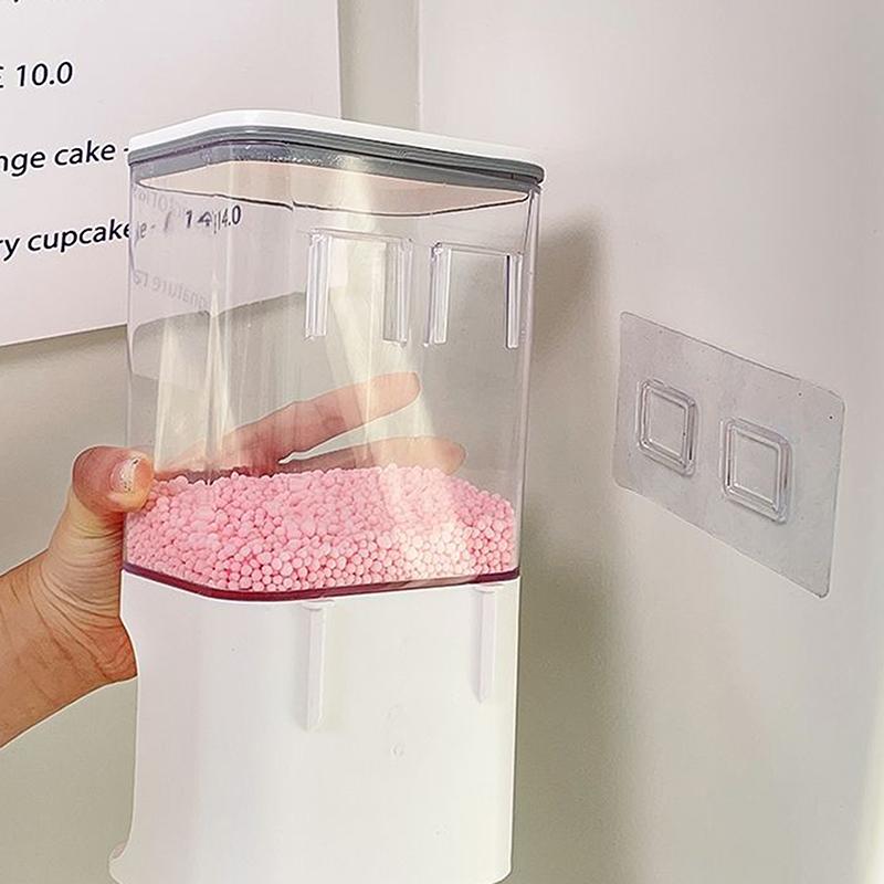 Transparent Wall-Mounted Dustproof Storage Jar With Cup Suitable For Storing Laundry Beads Fragrance Beads Washing Powder