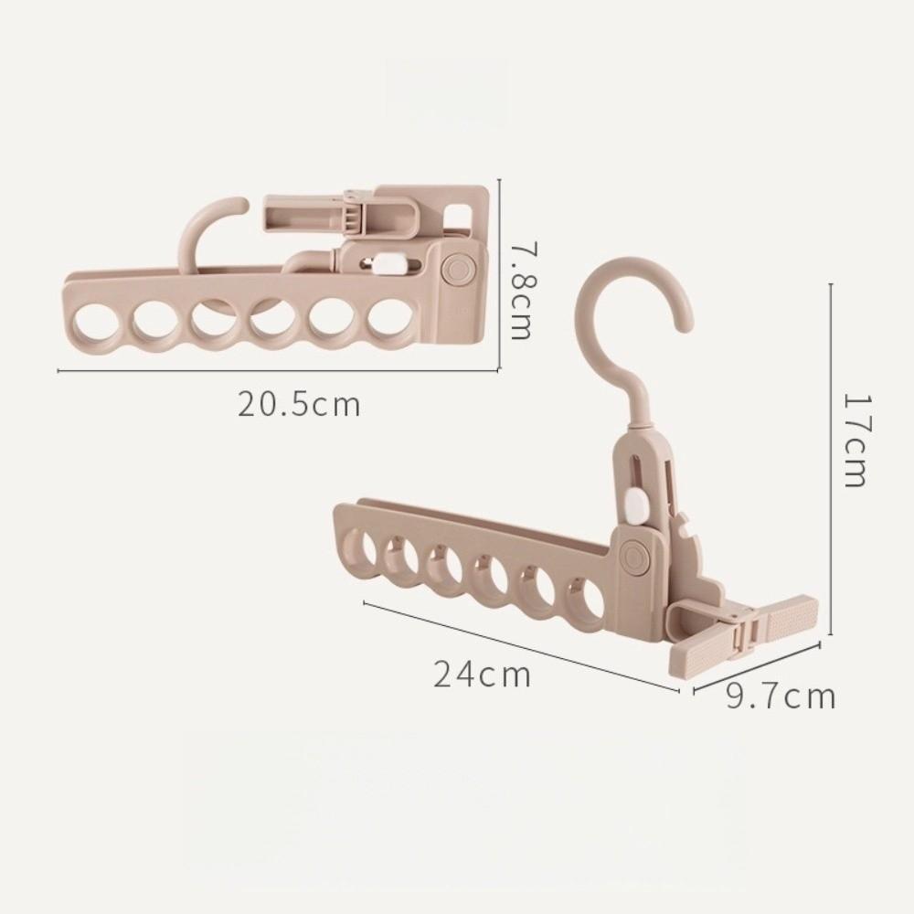 

New 6 Hole Clothes Hanger Foldable Space Saving Clothes Hanging Rack Lightweight Plastic Clothing Organizer for Outdoor Travel рожевий