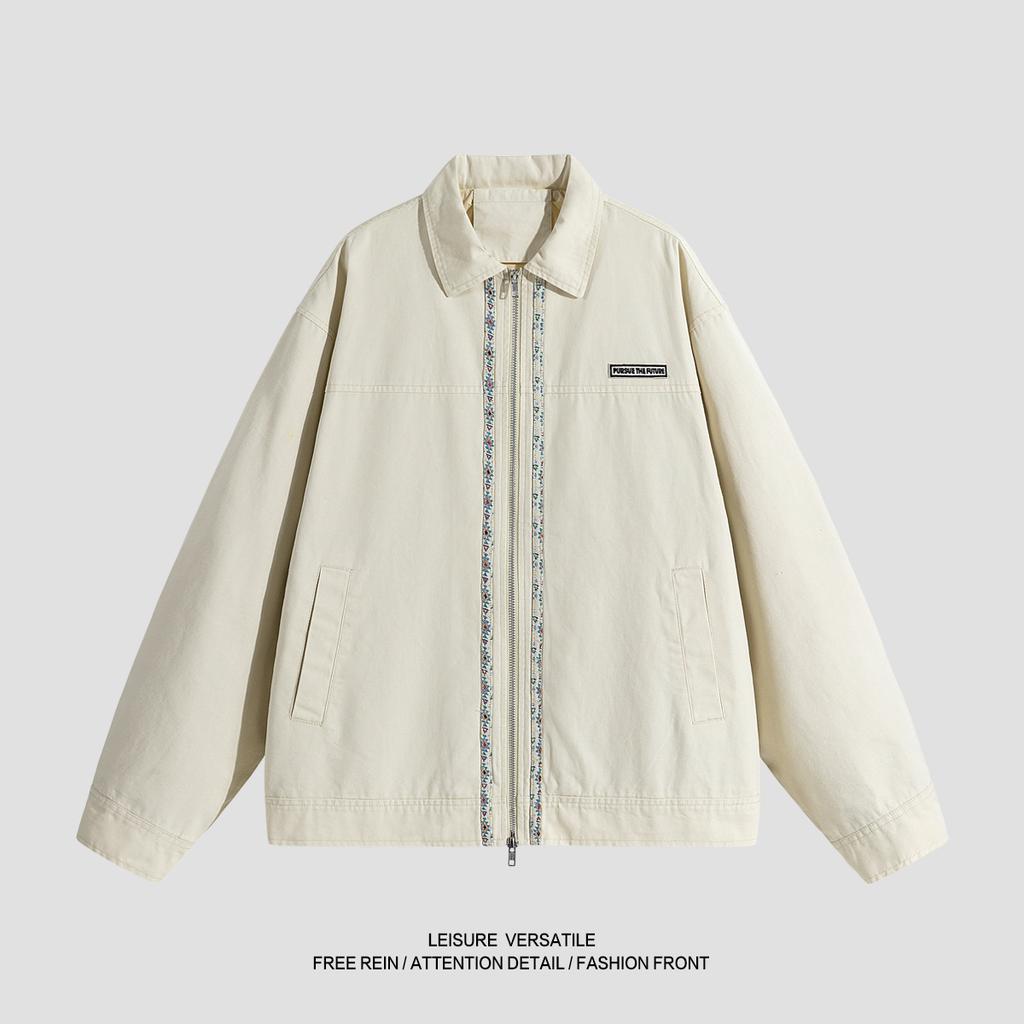 American Retro Jacket Men's Spring and Autumn Lapel Casual Cotton Work Clothes Washing Old Jacket Loose Top