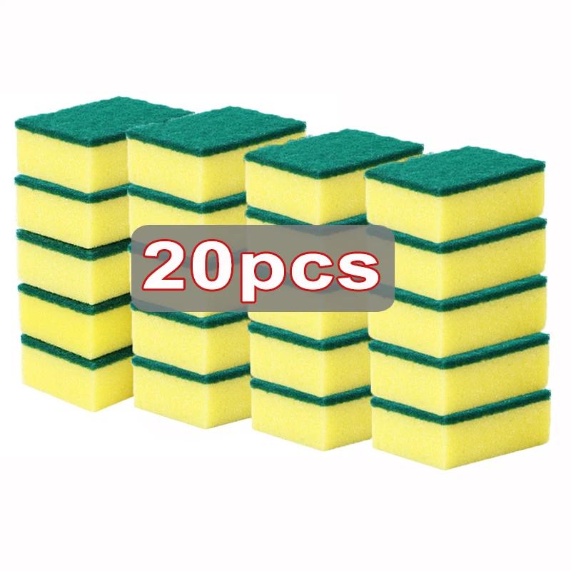 Double-Sided Scouring Pads Kitchen Dishwashing Sponge Scrubbing Pad Nano Emery Clean Rub Pot Rust Bowl Stains Cleaning Sponges