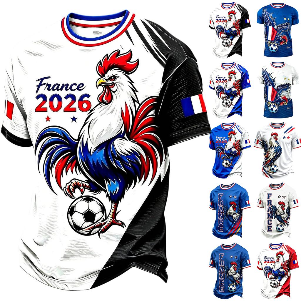 Men's Classic Crew Neck Short Sleeve T-Shirt Soccer Graphic Print Lightweight Casual Top for Everyday Wear