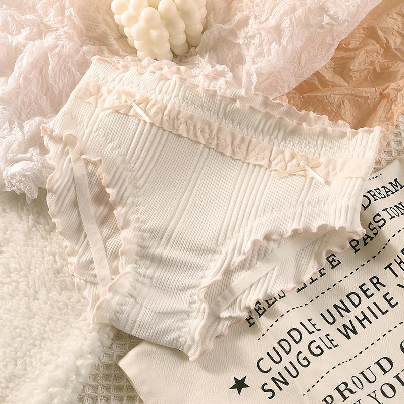 Pure Desire Girl Pure Cotton Antibacterial Crotch Underwear Women's Thin Design Mid Waist Briefs Comfortable Breathable Triangle Panties