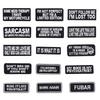 Humorous Black & White Embroidered English Letter Patches for Clothing
