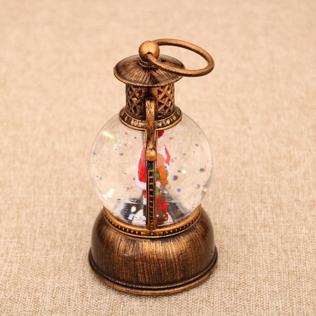 Christmas Gift Snow Globe Light with Music/Handle/Resin Figurine Holiday Decoration Table Lantern Ornaments