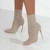 Autumn Luxury Women Socks Shoes Stretch Fabric Women Ankle Boots Pointed Toe High Heels Slip-On Sexy Sock Heeled Chelsea Boots