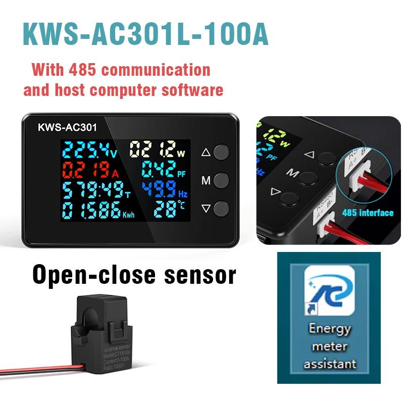 KWS-AC301 Wattmetre Güç Ölçer Voltmetre AC 50-300V Voltaj 8'i 1 Arada Çok İşlevli AC Elektrik Ölçer 0-20/100A Dedektör