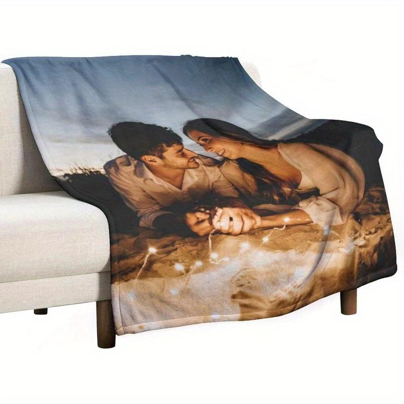 

1pc Custom Blanket With Photo Text Personalized Gift, Pictures Customized Wedding Valentine s Day Gift 70x100