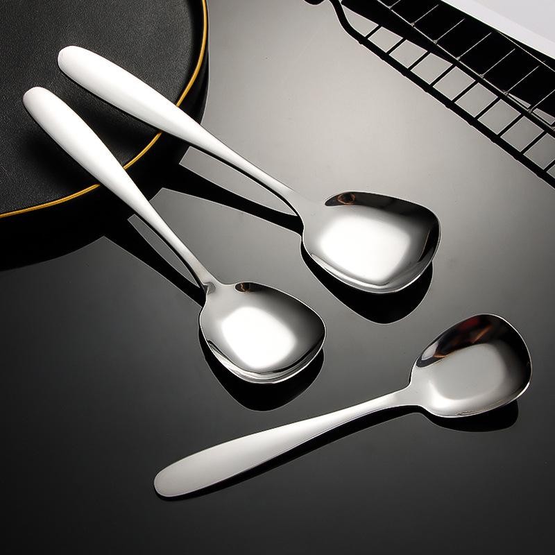 17Cm Soup Spoon Stainless Steel Big Head Round Spoon Long Handle Stirring Dessert Spoon Home Kitchen Gadget Restaurant Accessory