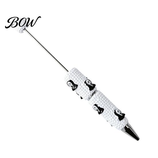 Smooth Writing Beaded Pens Halloween Rhinestone Beadable Pen, DIY Sparkly Cat Pumpkin Ghost Plastic Handmade Gift Glitter Black Ink Ballpoint Pen for
