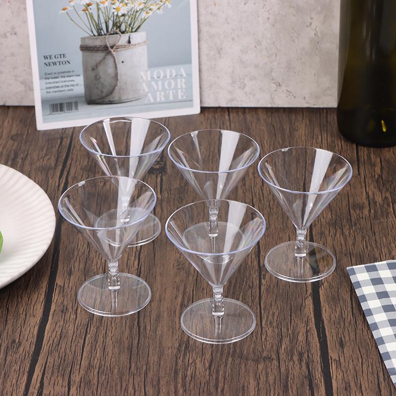 5Pcs 60Ml Disposable Cocktail Glass Plastic Champagne Flutes Cup Dessert Party Goblet Bar Drink Cup Mini Wine Glass Plastic