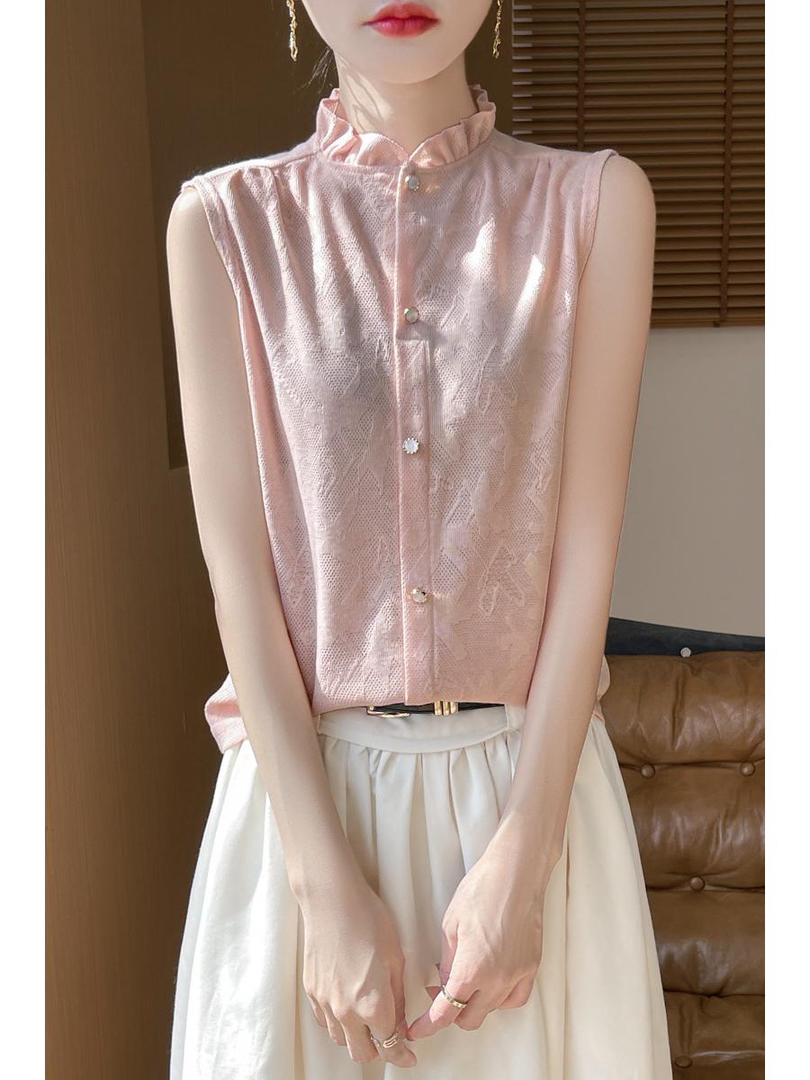 

Кружевной кардиган-блузка без рукавов с краем в виде грибной шляпки - Женский летний тонкий топ высокого класса 2XL