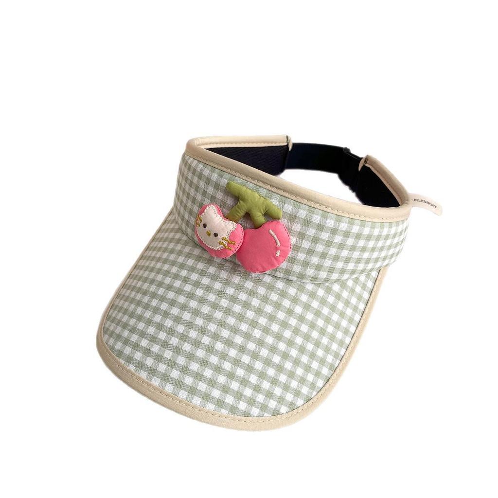 Kids' Cute Cherry Plaid Sun Visor Hat: Versatile Summer Shade