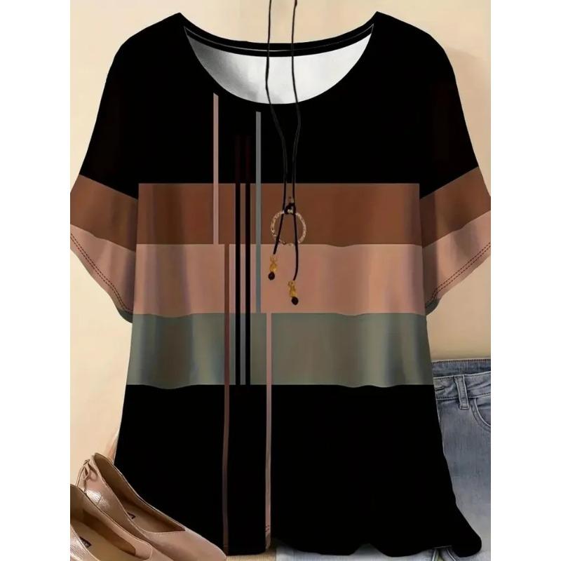 3D Printed Women's T-shirt Summer Fashion Breathable Trend Versatile Daily Wear Tops Comfortable Polyester Tees