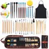 37-Piece Pottery Tool Set: Clay Sculpture, Carving Knives, Silicone Pens, Apron, and Stone for DIY Crafts