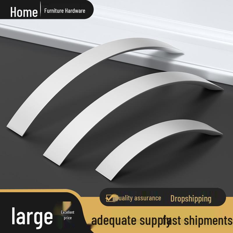 Modern Aluminum Alloy Curved Handle for Cabinet and Wardrobe Doors 2307-96 Silver (Aluminum Alloy)