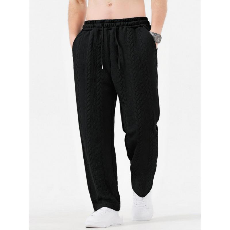 Men s Cable Knit Textured Drawstring Sweatpants S чёрный