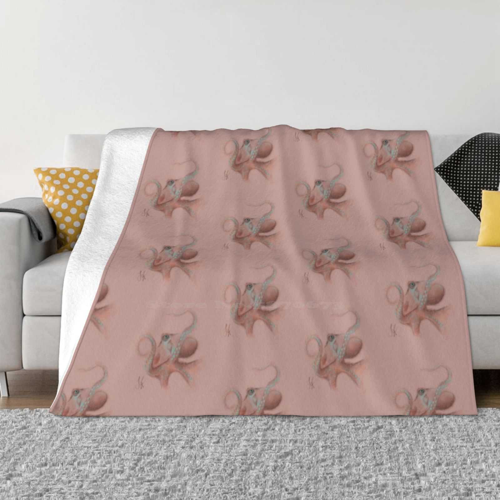 Octopus Fashion Soft Warm Flannel Blanket Octopus Sea Creatures Ocean Sea Animals Mystical Pink 30x40in