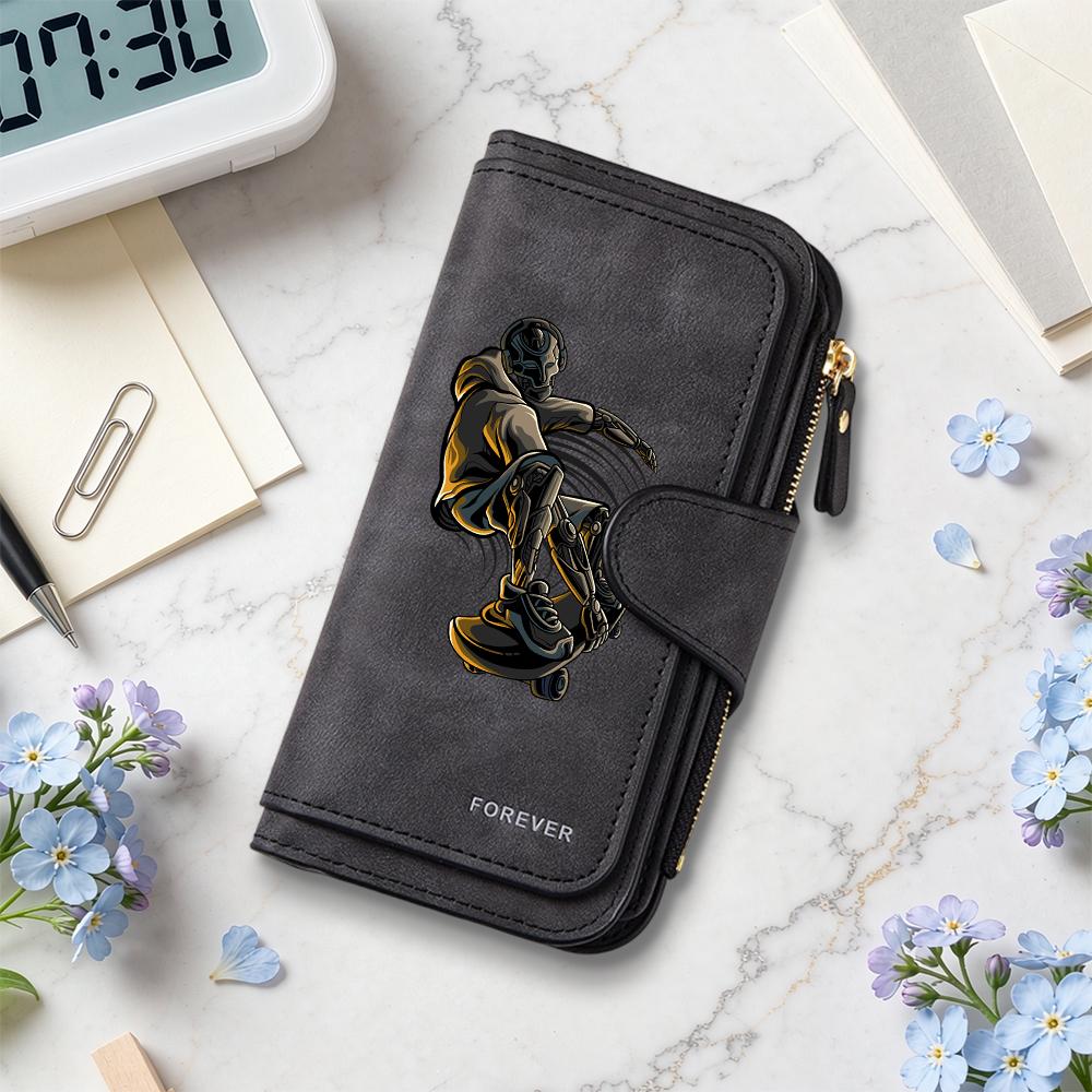 Skate Pattern Long Wallet Multi Card Holder Purse Fashion Forever Leisure Wallet