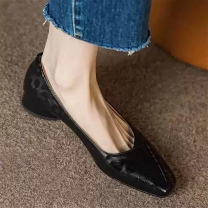 Fashionable and Comfortable Square-toe Shallow-mouth Single Shoes New Block Heel Temperament Casual Women's Shoes