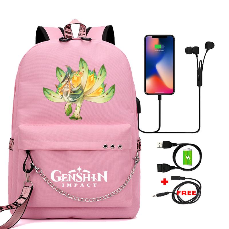 Anime Game Travel Backpack Printed Canvas Backpack Students Women Large Capacity Bookbag Usb Charging for Boy Girl School Bag Kids Gifts