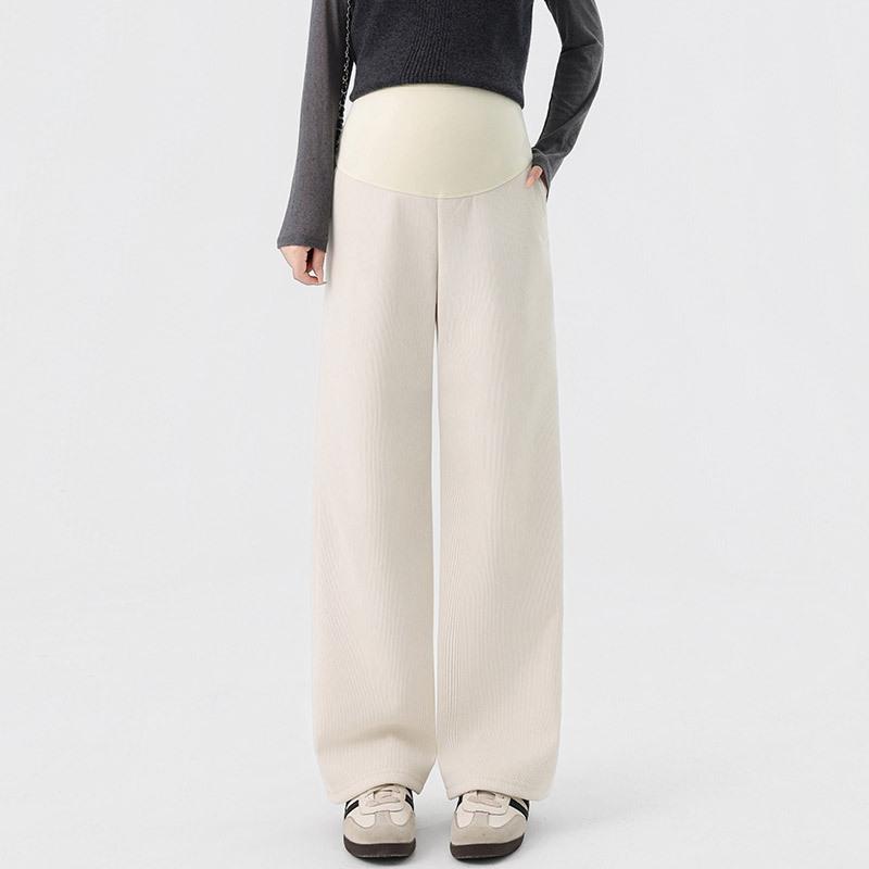 

Maternity Wide Leg Pants - Spring/Summer Thin Style, Plus Size, Comfortable Belly Support, Straight Leg, Casual Fit, Thickened for Warmth One Size 80-110 lbs