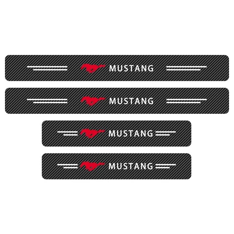 

Car Sticker 4Pcs Car Door Plate Carbon Fiber Threshold Protector Sticker For Ford Mustang SHELBY GT 500 350 Convertible V Mach e