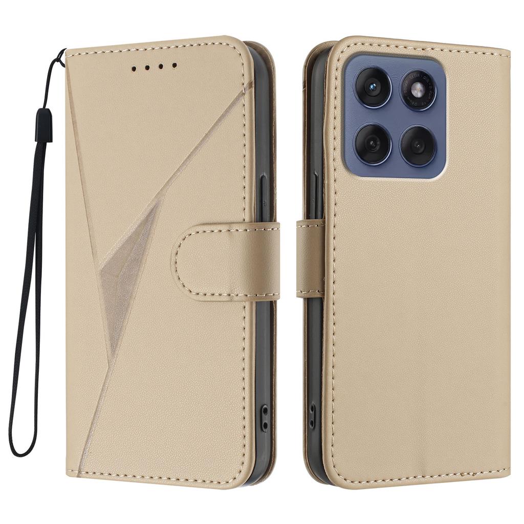 For Motorola Edge (2025) 5G/Edge 60 5G/60 Fusion 5G Case Triangle Imprint Leather Phone Cover with Lanyard