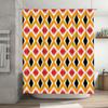 Modern Decorative Shower Curtain Vivid Printed Fabric With Diamond Pattern In Red, Black, White Yellow For Bathroom Decoration (