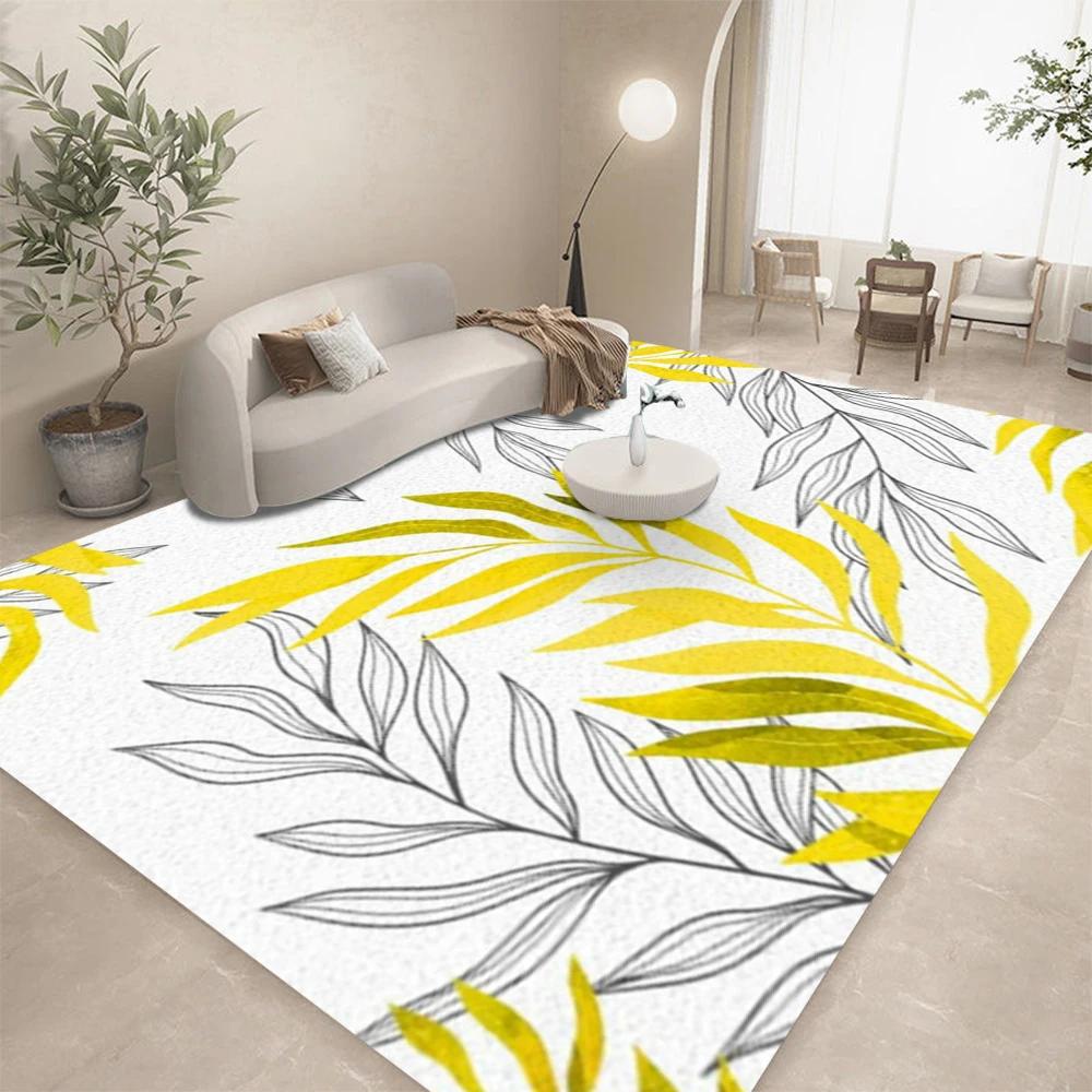 Moderner Abstrakter Blumen Blätter Teppich für Wohnzimmer Heimdeko Sofa Teppiche Schlafzimmer Teppich Lounge Küche Couchtisch Bodenmatte