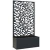 Outdoor Metal Planter, with Back Trellis - Black