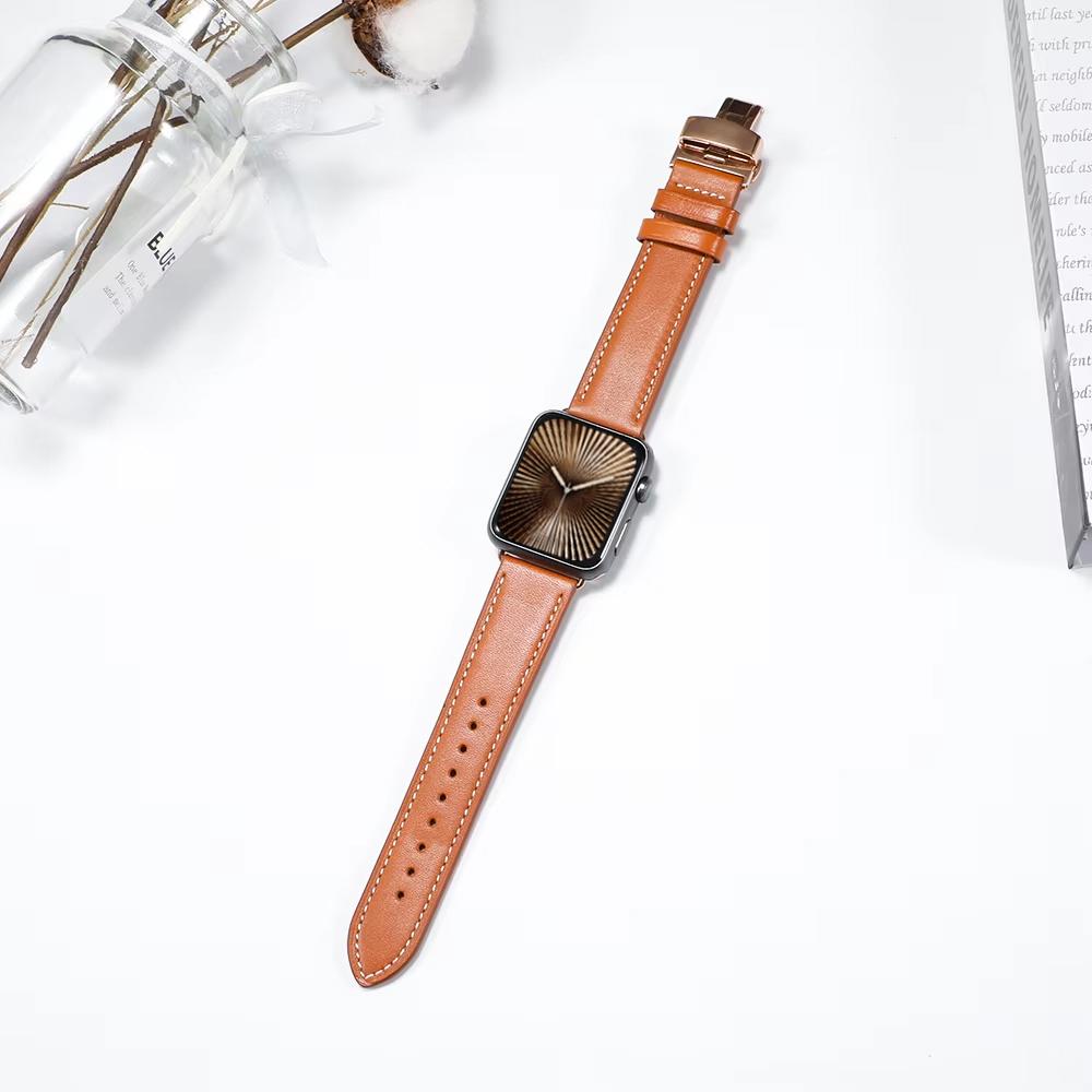Genuine Leather Strap For Apple Watch Bands 46mm 45mm Ultra2 49mm 44mm 40 41 42mm Bracelet Correa iWatch Series 10 8 7 9 SE 6 5